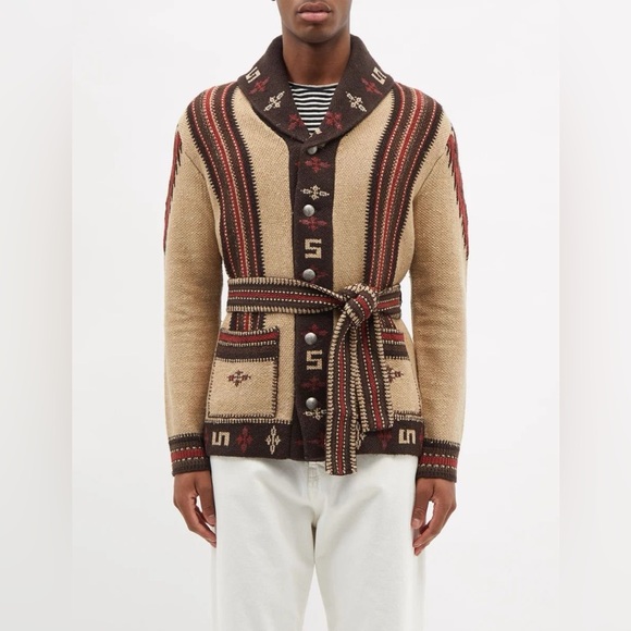 RRL Ralph Lauren Jacquard Knit Ranch Belted Cardigan M Navajo NWOT HTF! - Picture 7 of 16